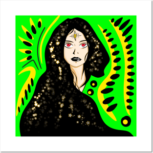 tarot clairvoyant woman in mayan stars ecopop Posters and Art